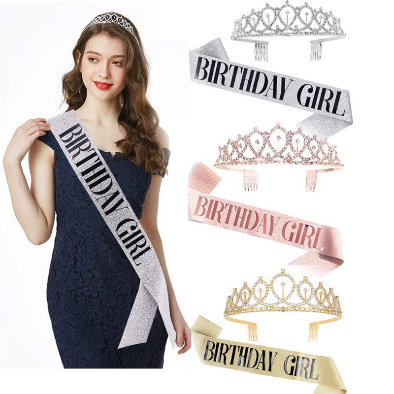 Birthday Sash Girl/Princess/Queen Sash & Crown Set Princess Ribbons ...