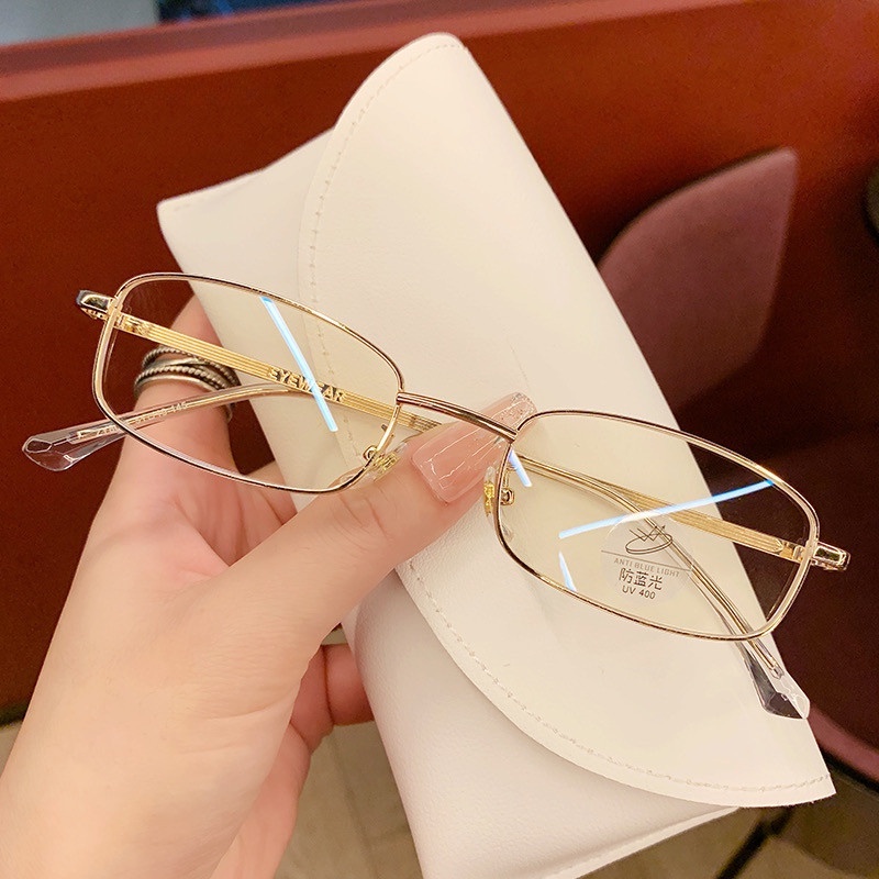 Retro plain face pure wind gold small frame glasses Sven scum men and ...