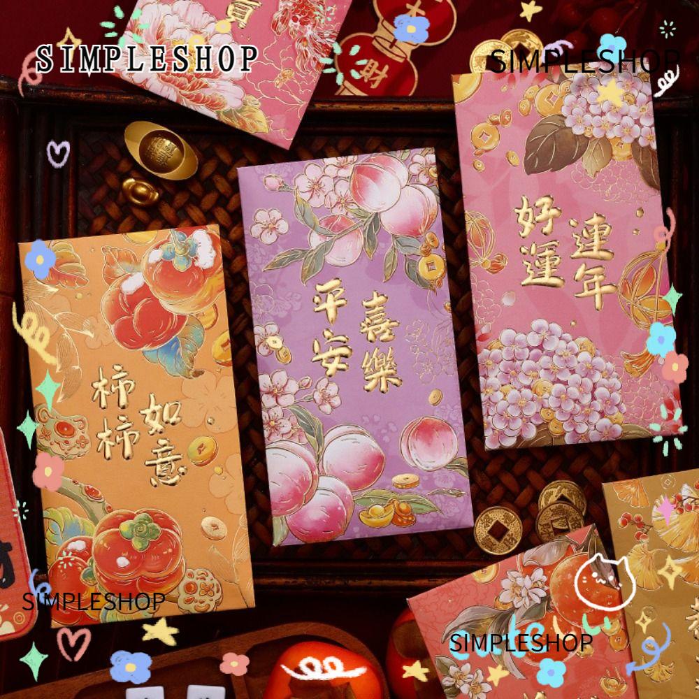 SIMPLESHOP 6Pcs Red Envelope, Fortune Dragon Year Packet Envelopes ...