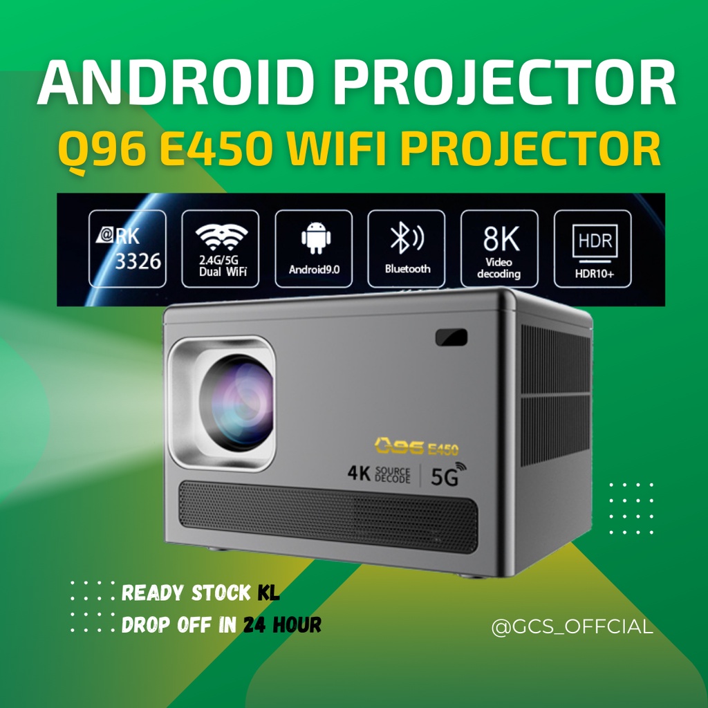 Intelligent Android Projector Q96 E450 WiFi Android 9.0 LED Bluetooth