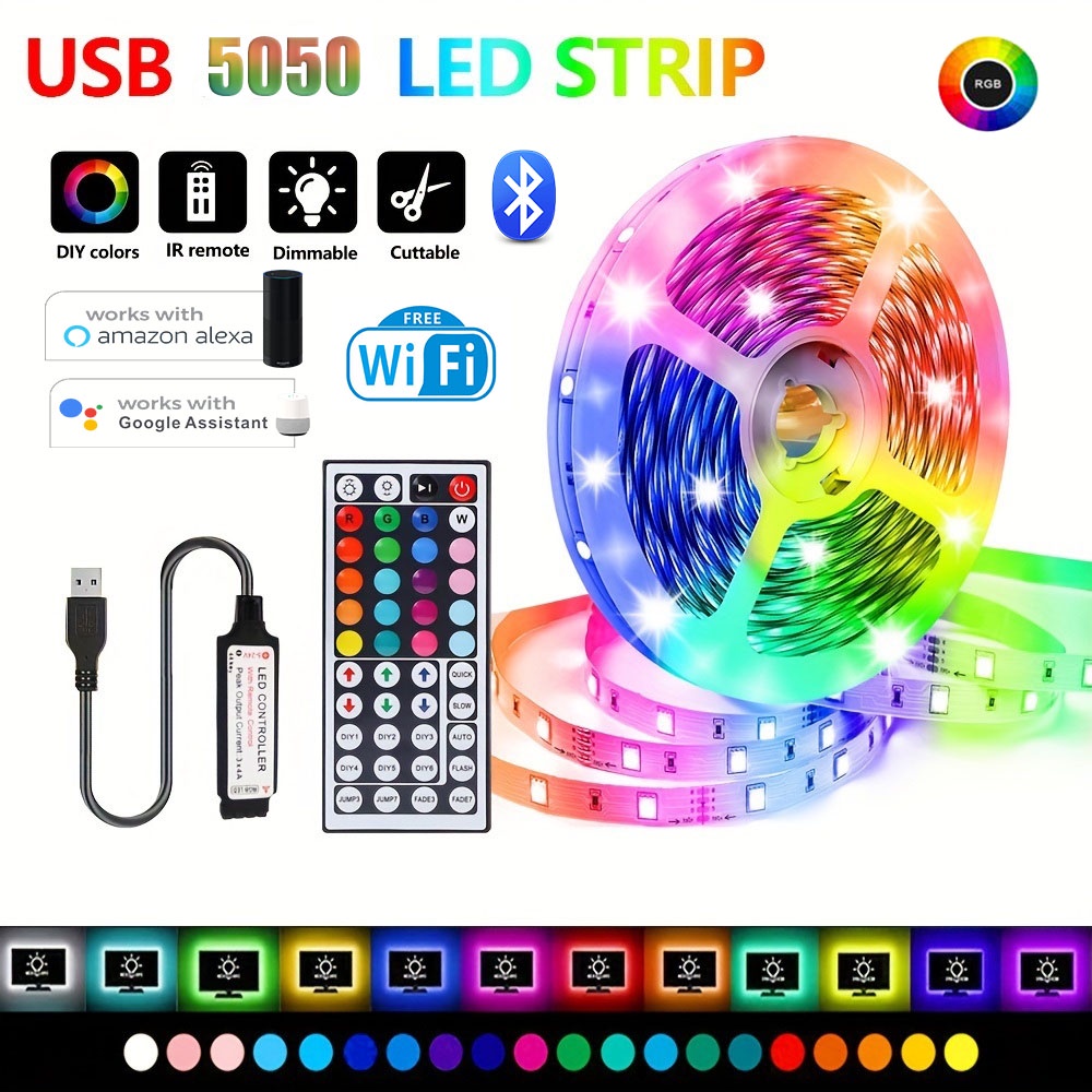 44 Keys Controller DC5V USB LED Strip Lights RGB 5050 Music Sync ...