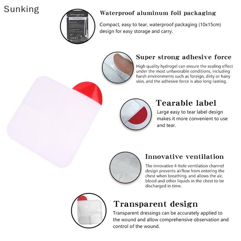 Sunking Vent Chest Seal Occlusive Adhesive Dressing For Open Chest