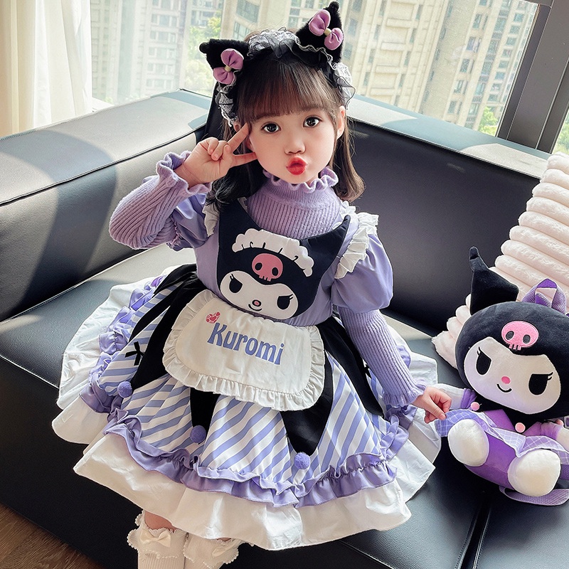 【In Stock】Baby Girl Kuromi Lolita Dress Cute Little Girl Long Sleeve ...