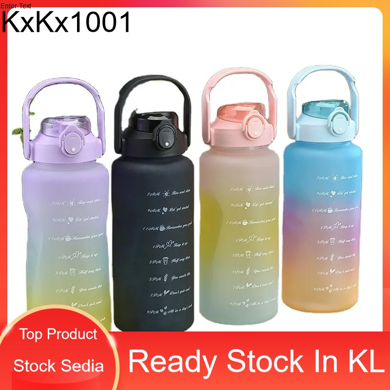 Water Bottle 2000ml Water Bottle With Straw Cute Portable Scale Bottle 