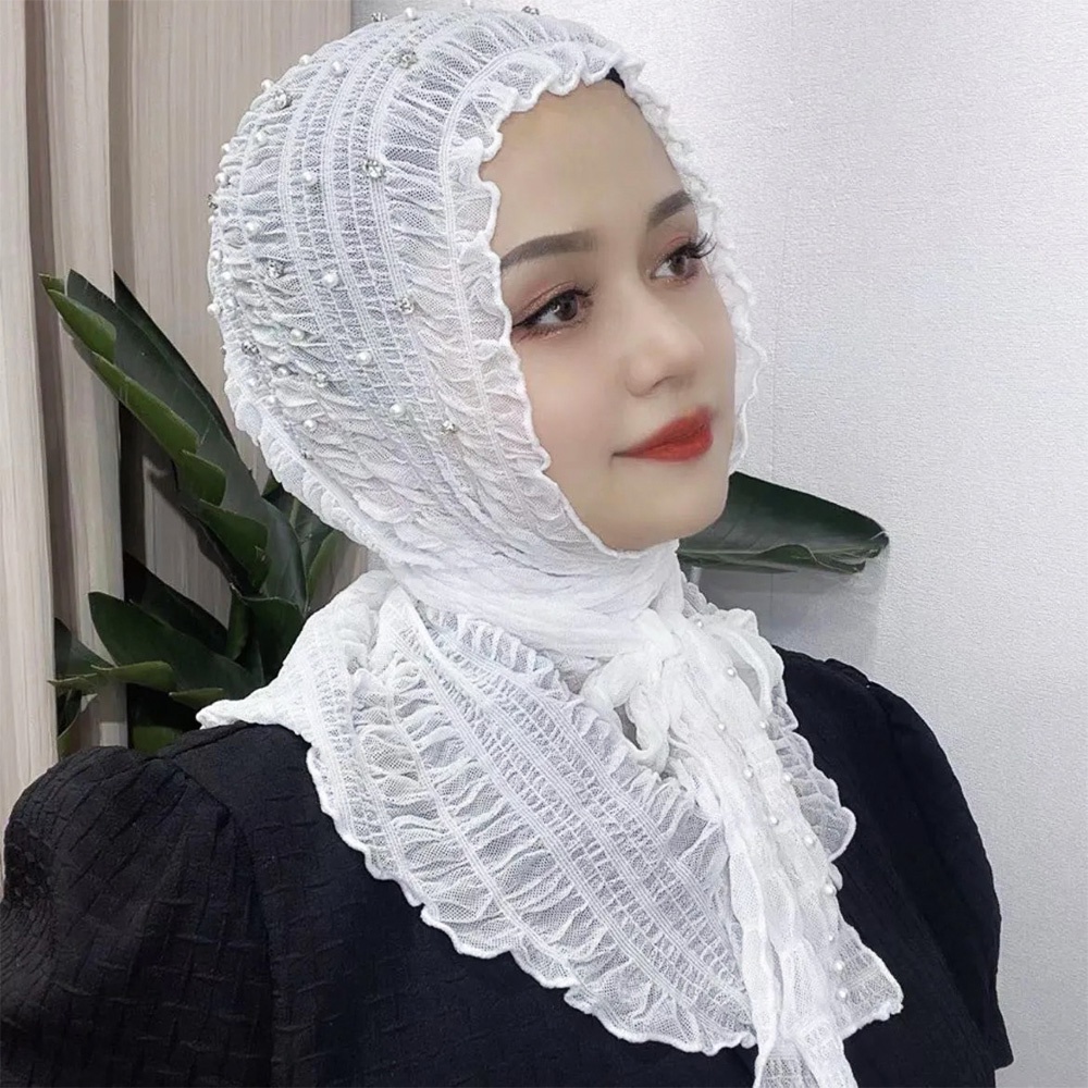 Femmes Glitter Muslim Hijab Plissé Turban Fringe Enveloppant