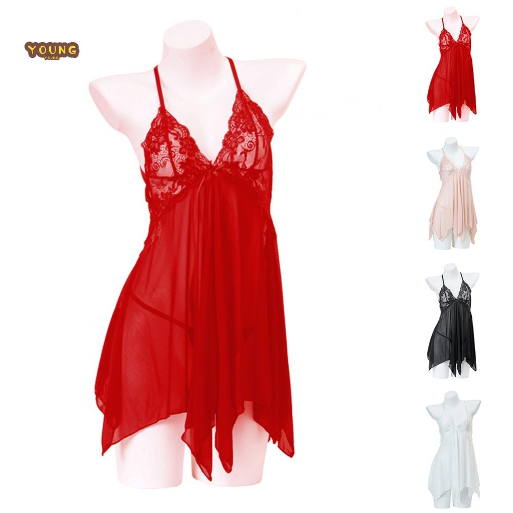 Pajamas Lace Plussize Lingerie Passion Mesh Sheer Nightdress Uniform