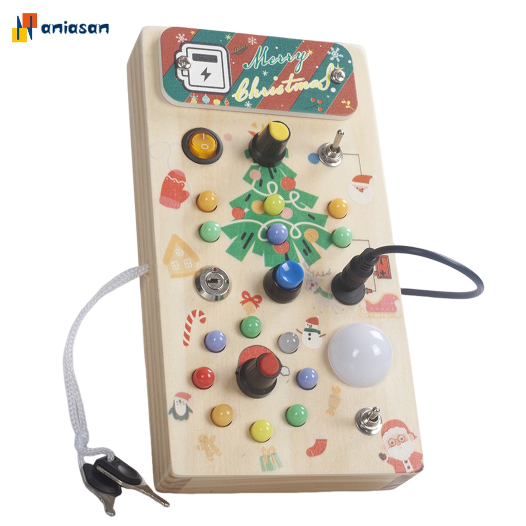 (aniasan) Wooden Board for Toddlers Circuit Board Toy for Kids Led