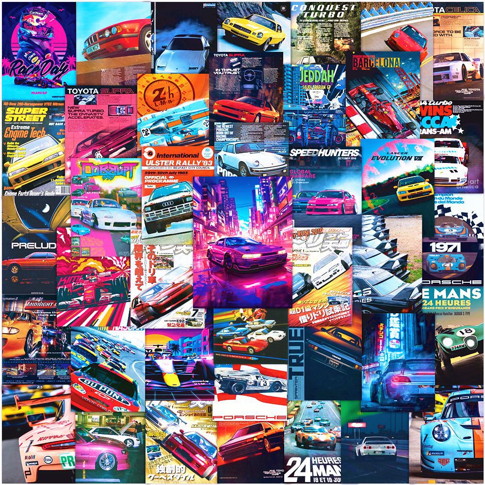 50PCS JDM Racing Poster Stickers For Helmet Bicycle Hand Account Pencil ...