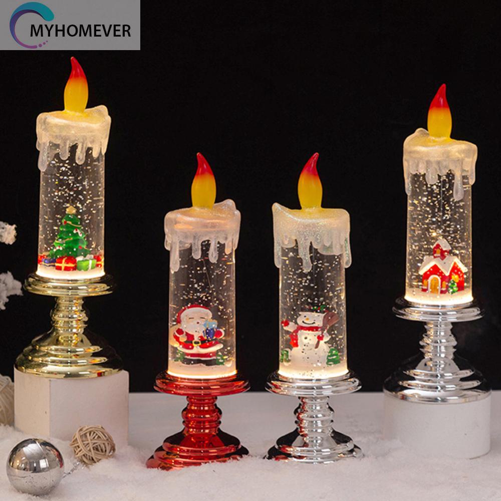 Christmas Snow Globe Flameless Candle Battery Operated Electric