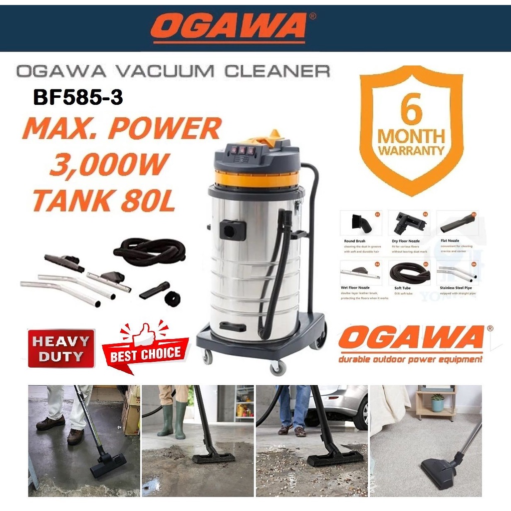 Ogawa BF5853 (3000W) 80L Heavy Duty Wet & Dry Vacuum Cleaner Shopee