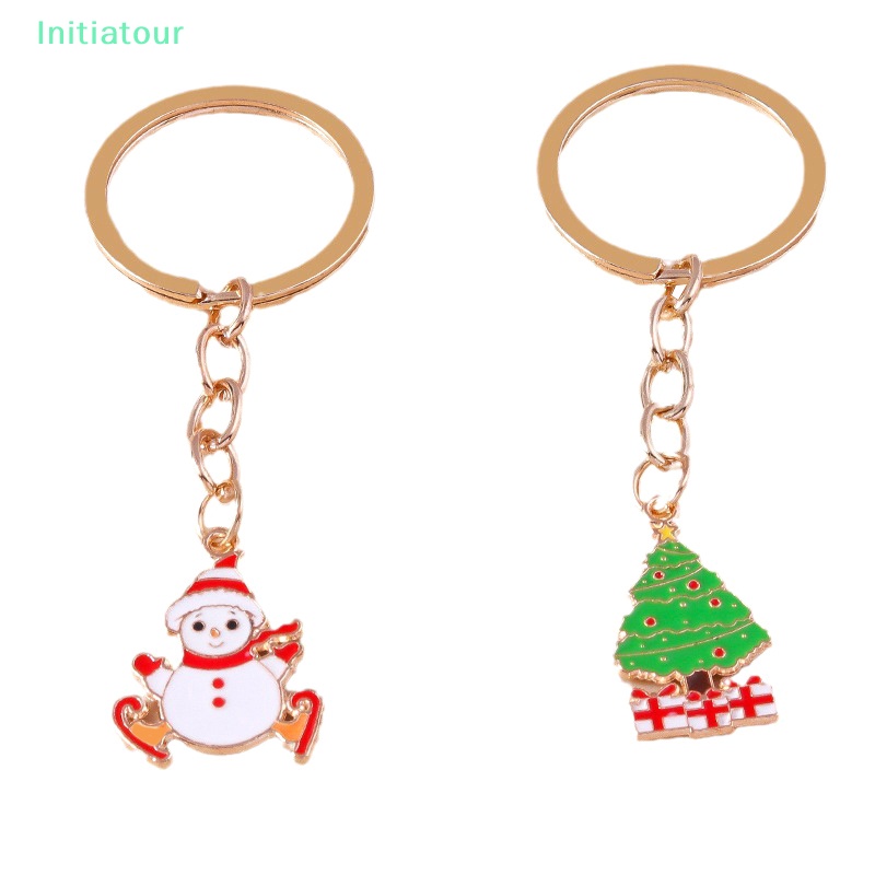 Initiatour Cute Cartoon Christmas Keychain Christmas Tree Snowman Key