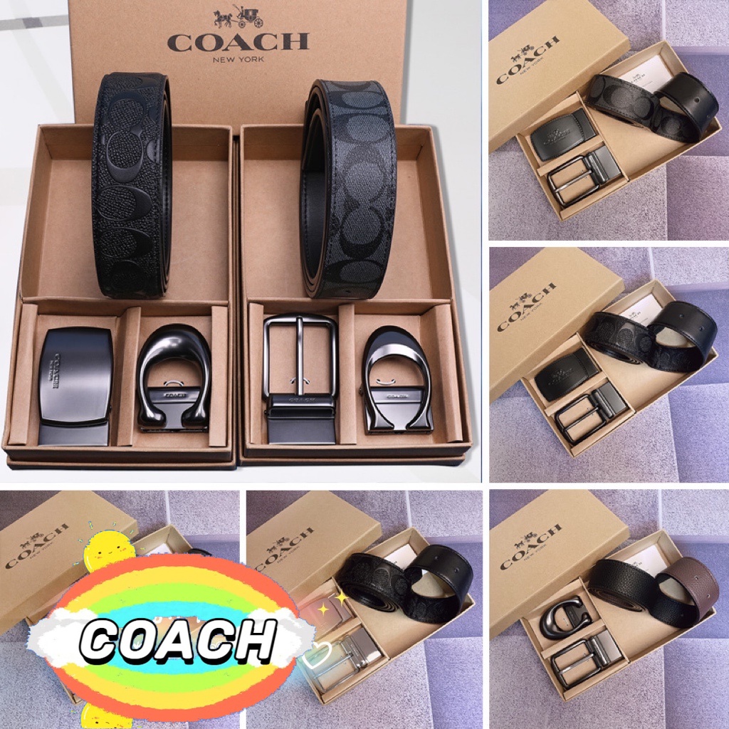Coach New Style Men's Belt/Two-Color Cowhide Belt/Double-Sided Belt ...