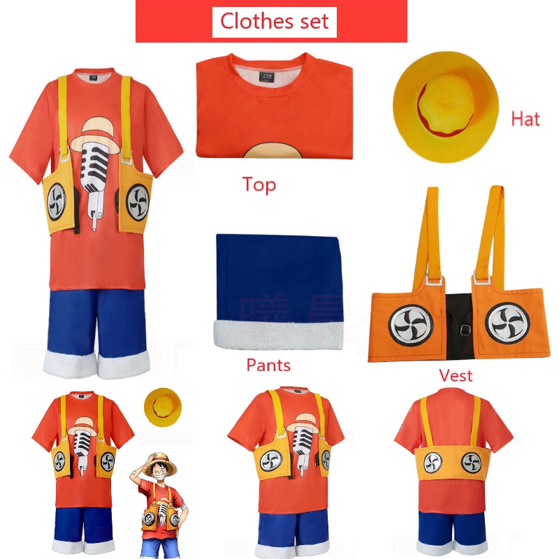 New One Piece Luffy Suit Halloween Christmas Cosplay Costume Baby Boy