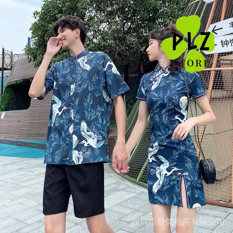 Chinese Fashion Dress Improved Cheongsam Short Blue Qipao Summer