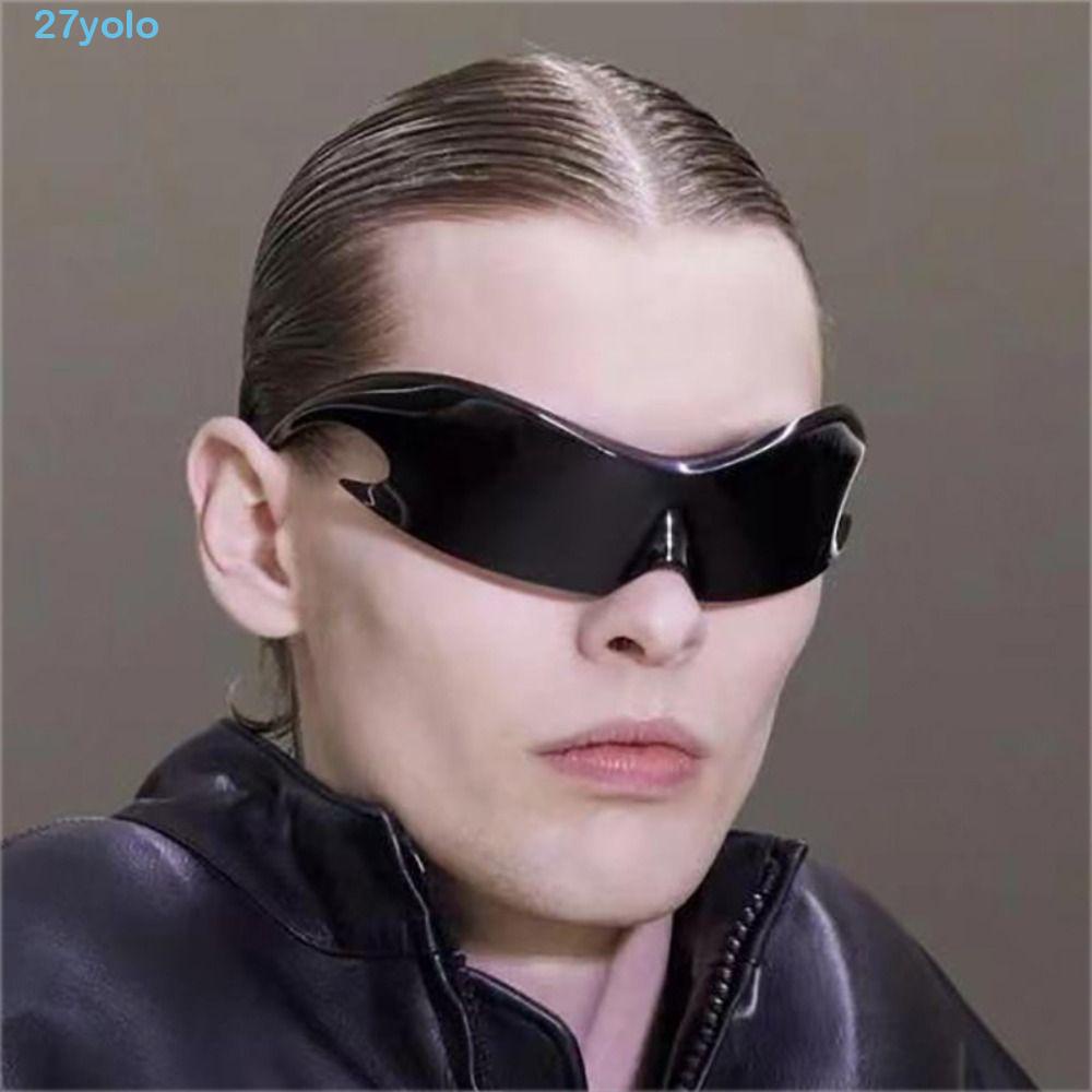 YOLO Punk Sunglasses, Silver UV400 Hip Hop Glasses, Conjoined ...