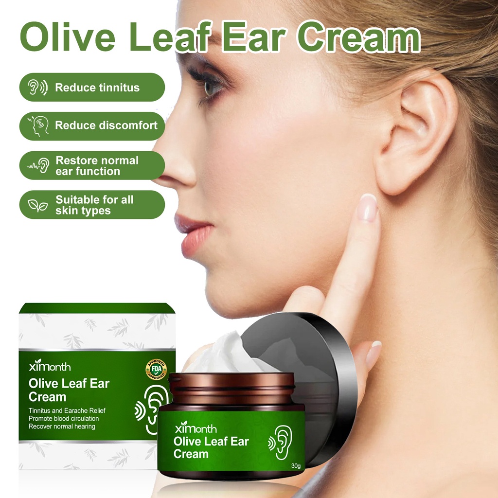 Olive Leaf Ear Cream Relieves Earplugs, Tinnitus, Back and Ear