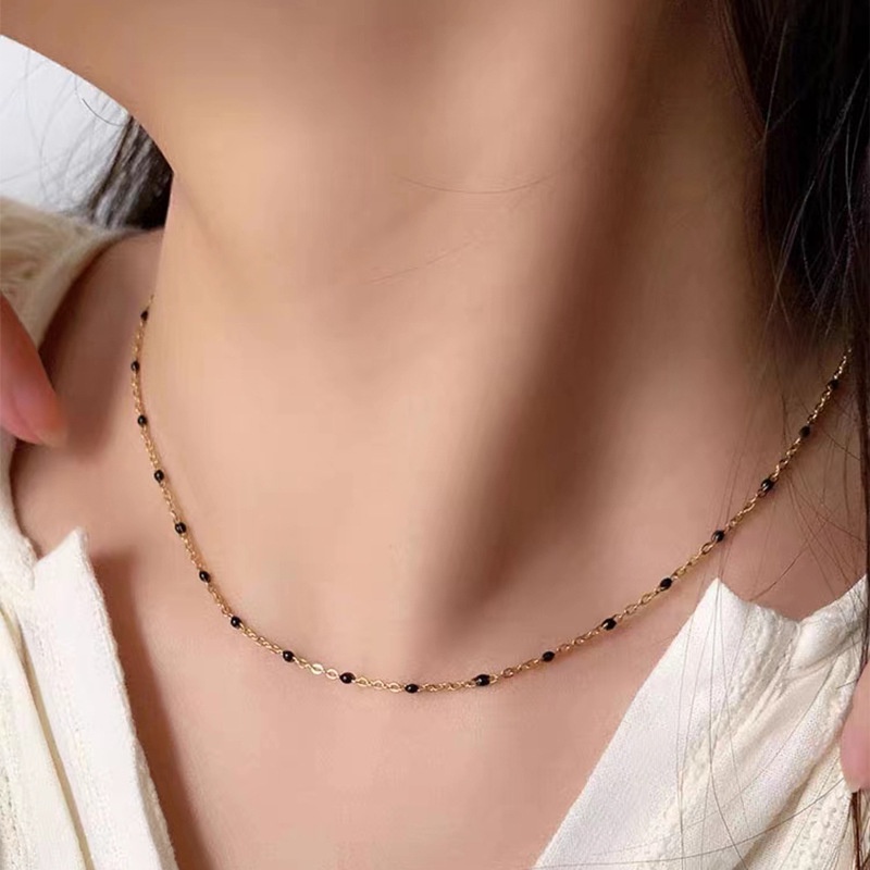 Drip Glaze Round Bead Necklace Female ins Niche High-End Beaded