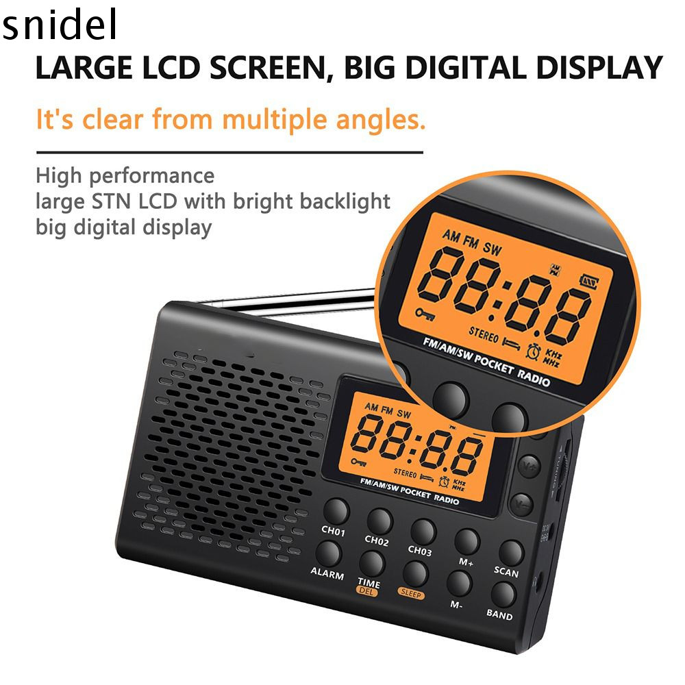 SNIDEL Shortwave Radio, Big Digital Display AM/FM/SW Stereo Radio ...