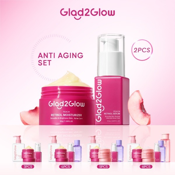 Glad2Glow 2 In 1 Anti Aging Set Aha Bha Pha/ Retinol Serum /Ceramide ...