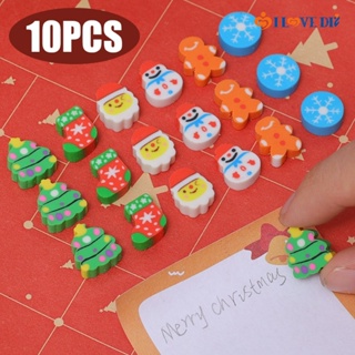 10pcs Christmas Erasers Set Creative Santa Claus & Snowman Shaped
