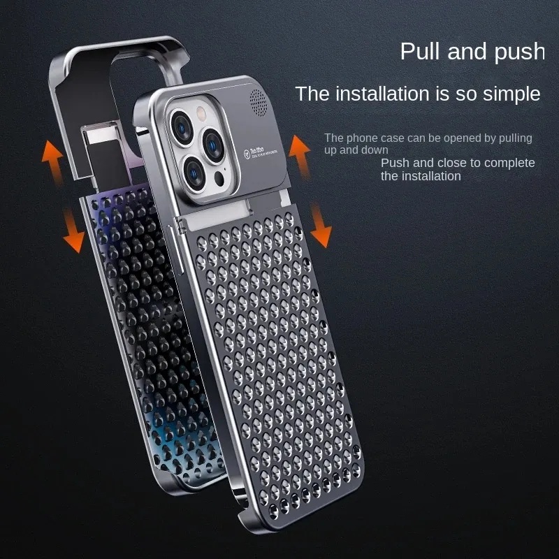 Luxury Metal Heat Dissipation Cooling Hollow Phone Case For iPhone 12