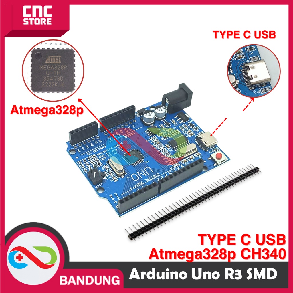 ARDUINO UNO R3 ATMEGA328P SMD CH340 ATMEGA328P TYPE-C | Shopee Malaysia