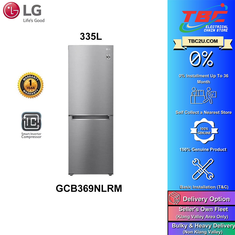LG 335L BOTTOM FREEZER REFRIGERATOR GCB369NLRM Shopee Malaysia