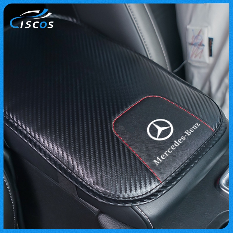 Ciscos Leather Car Armrest Pad Cover Carbon Fiber Car Interior Accessories For Mercedes Benz