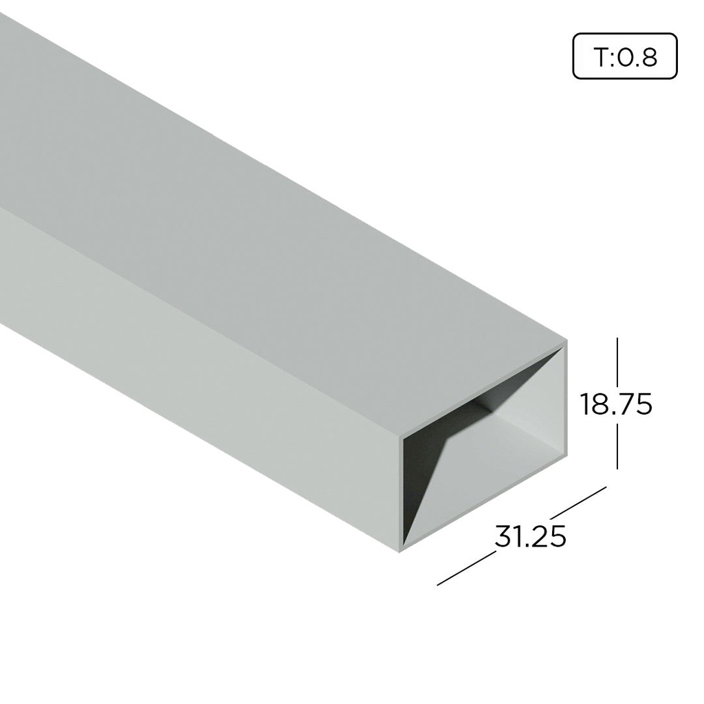 18.75mm x 31.25mm Aluminium Extrusion Rectangle Hollow Frame Profile