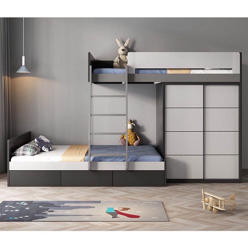 Nordic children bed with wardrobe multipurpose bunk bed Children's bed