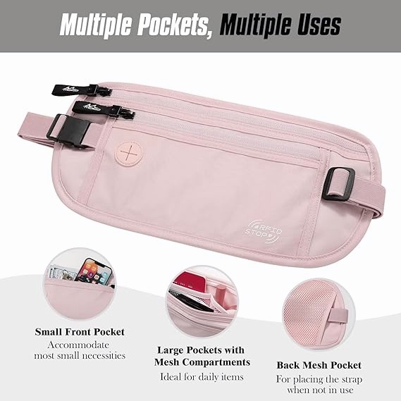 MoKo Secure Travel Money Belt, Undercover Hidden RFID Blocking