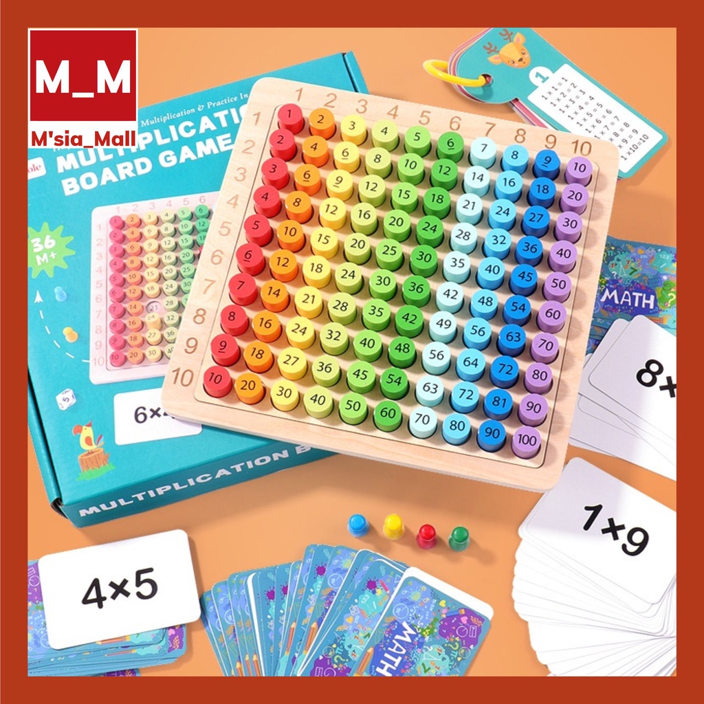 Children's Wooden 3in1 Multiplication Formula Board Hundreds Board ...