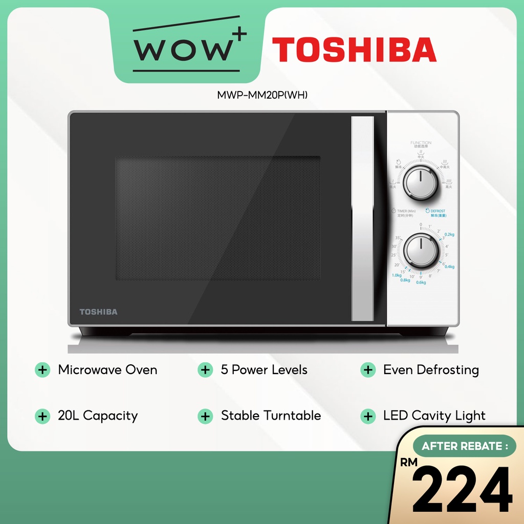 Toshiba MWPMM20P(WH) Microwave Oven 20L Capacity, Featuring LED
