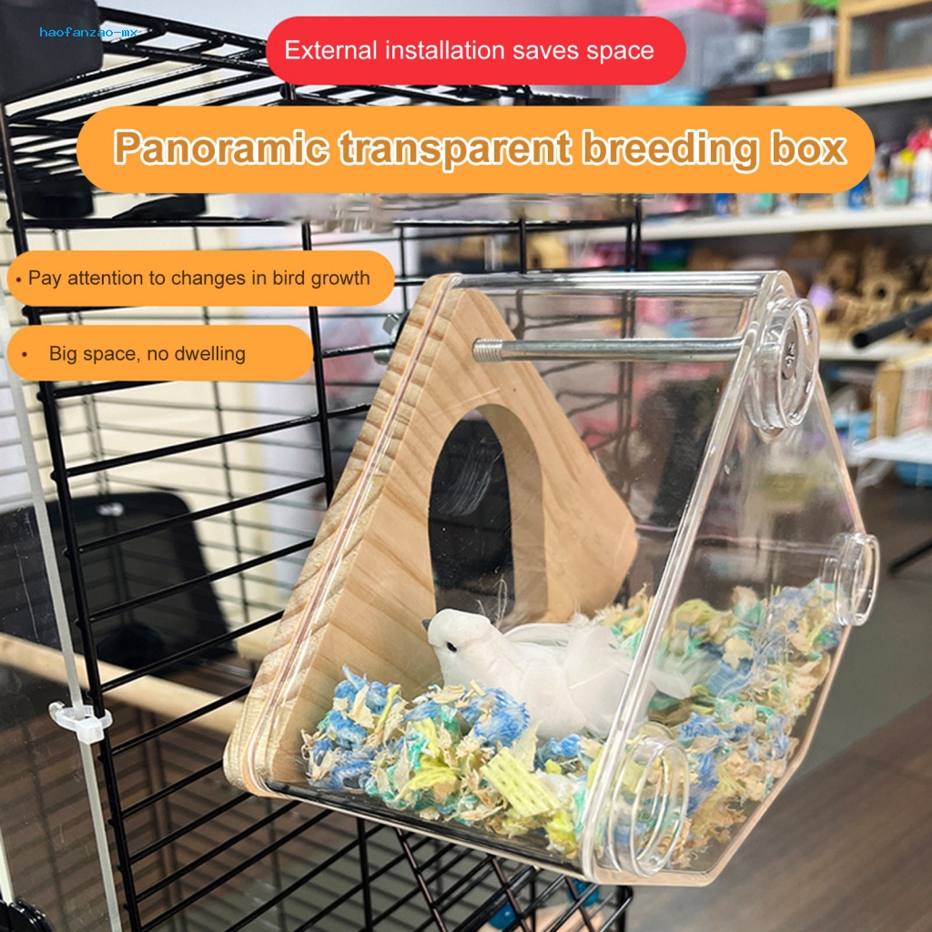 haofanzao Large Bird Cage Outdoor Bird Nest Transparent Wood Bird House ...