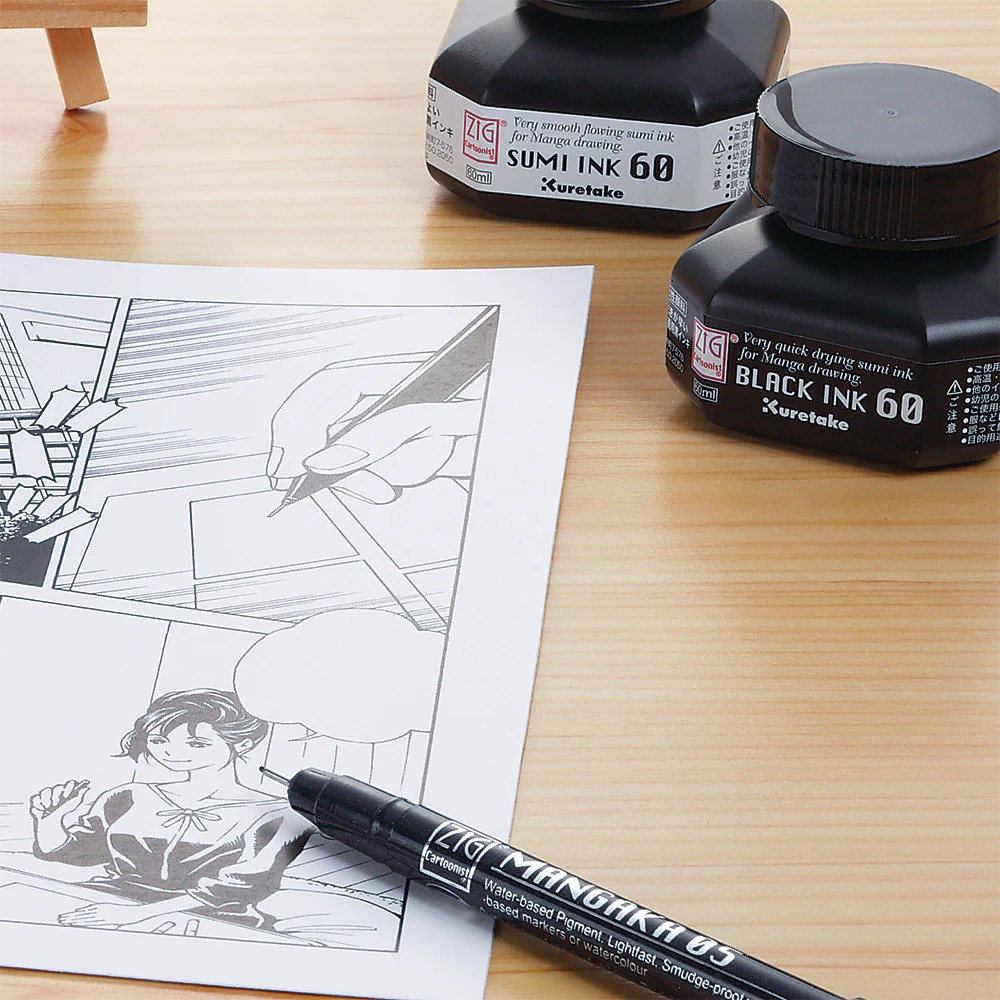 Kuretake Graphic and Cartoonist Black SUMI Ink Collection | Shopee Malaysia