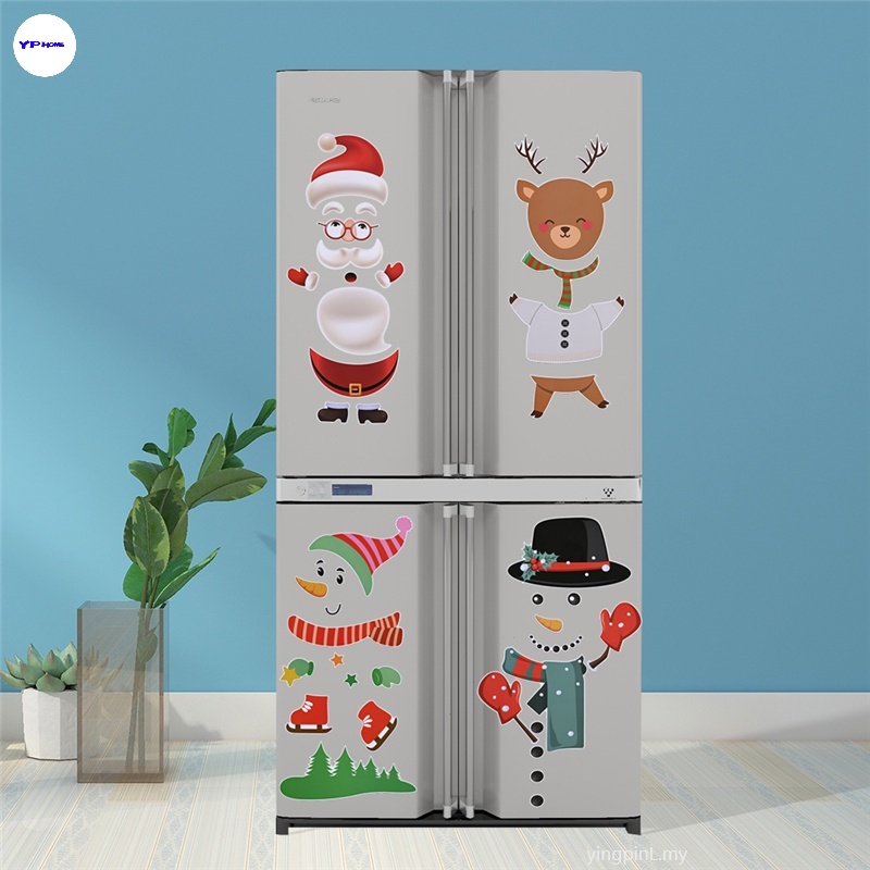 DIY Window Refrigerator Snowman Santa Claus SnowFlake Gifts Christmas ...
