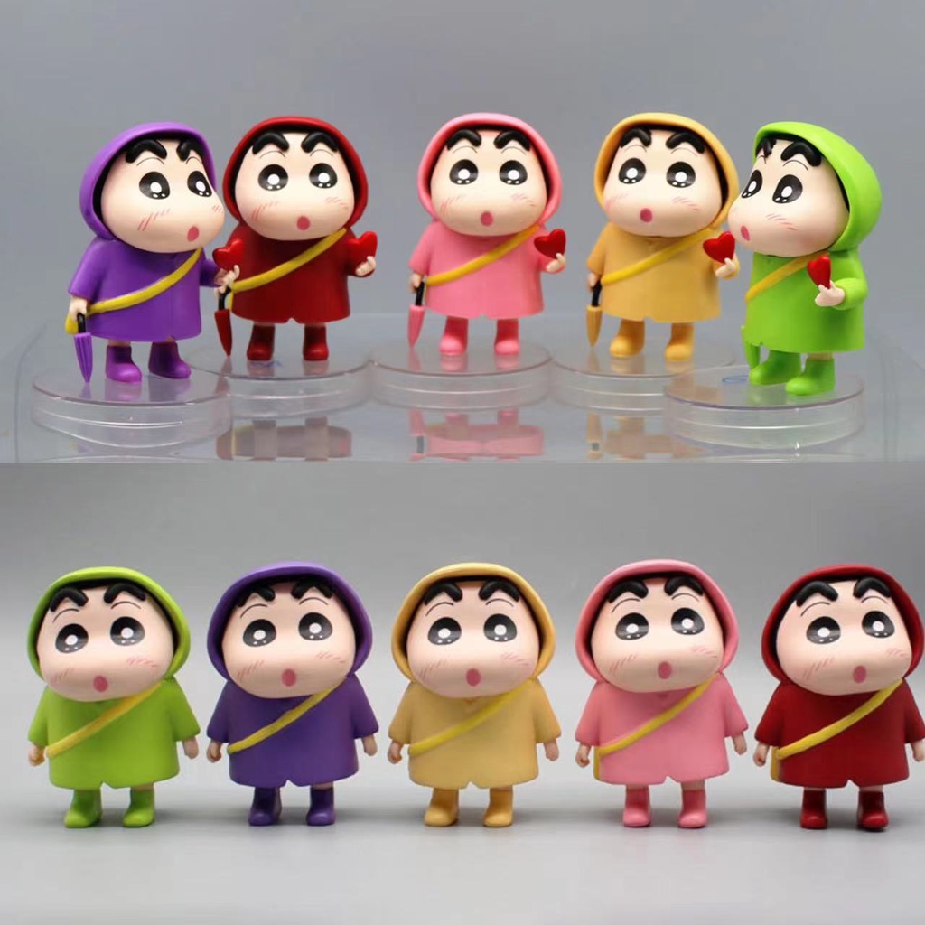 New Anime Crayon Shin-chan Q Version Figure Model Raincoat Love Shin ...