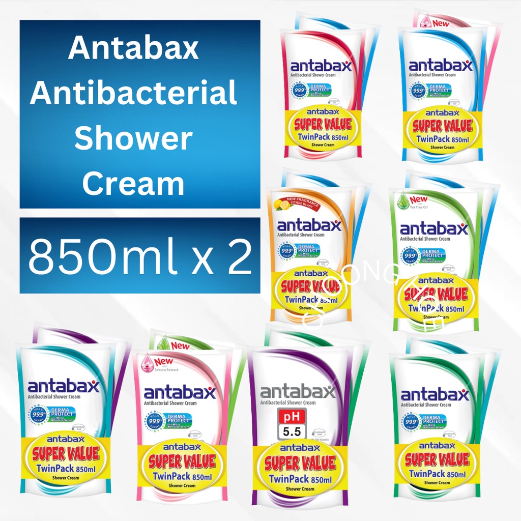 ANTABAX Body Wash Antibacterial Shower Cream 850ML x2 Assorted