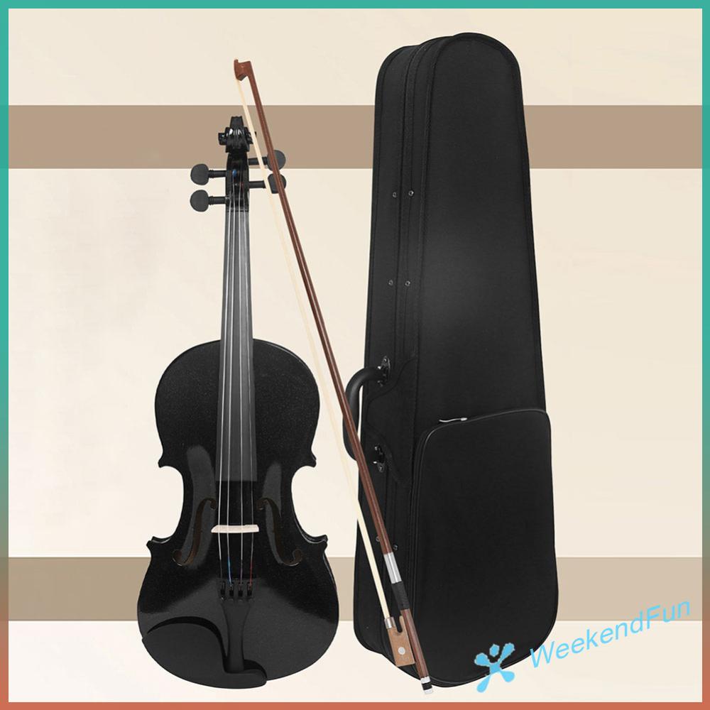 WE★ 4/4 Violin Wooden Violin with Case and Bow Black Handmade Violin 4