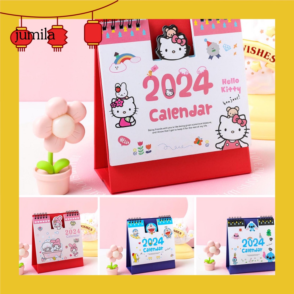 [JU] 2024 Desk Calendar New Year Calendar Adorable Cartoon Mini Desk