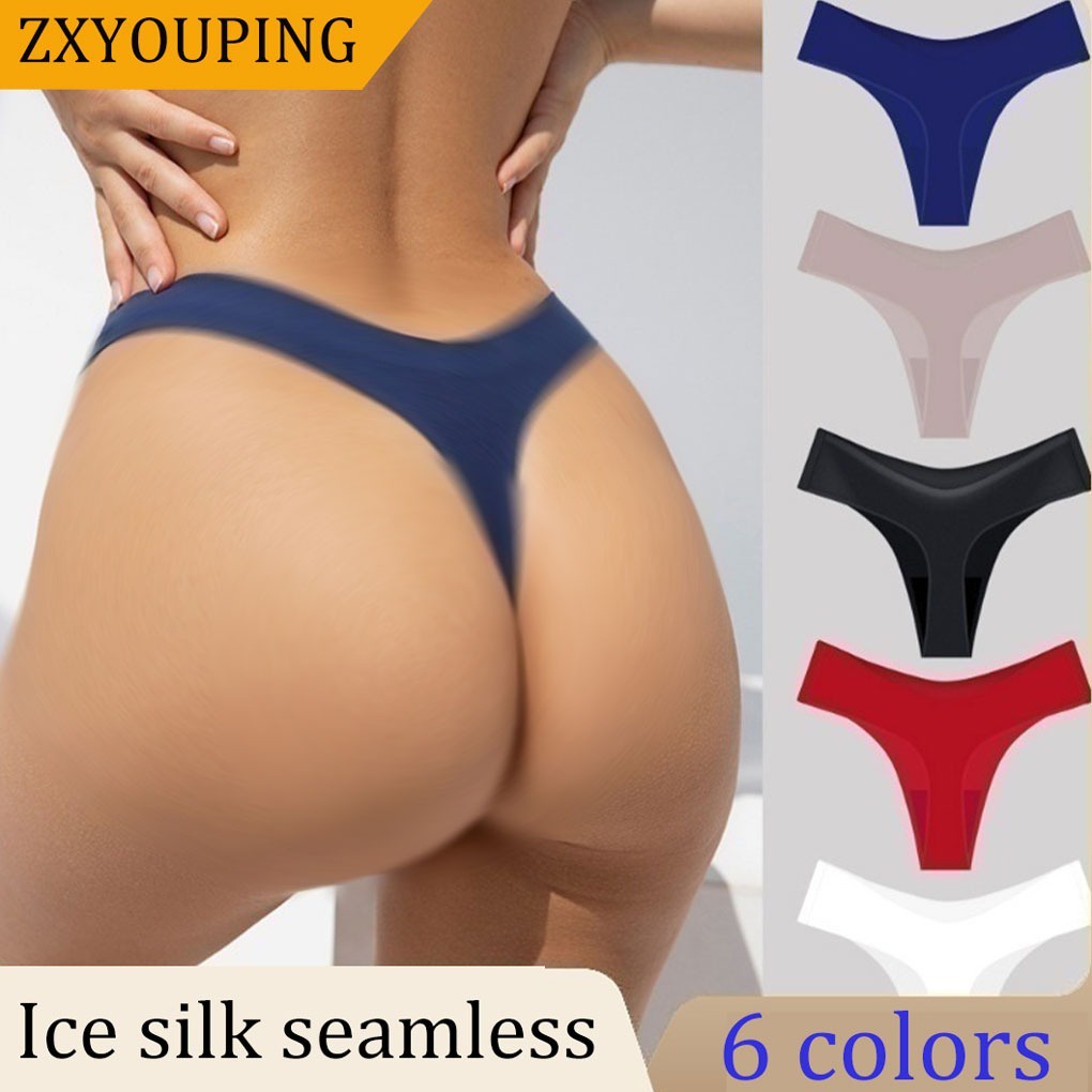 Women Panties Seamless Thongs Fitness Sports Underwear Sexy T-back G-string  Thong Ice Silk Breathable Low Waist Underwear Women