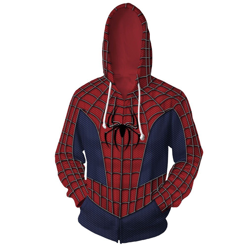 Men s Casual Spider Man Spiderman Zipper Hoodie Sweater Jacket Superhero PS4 Spider Costume Cosplay Shopee Malaysia