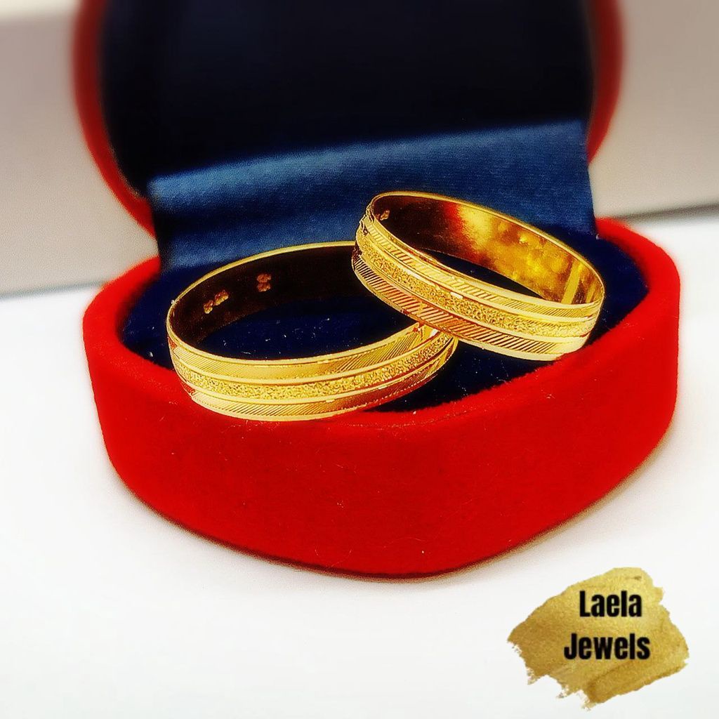 Laela Cincin Belah Rotan Tengah Pasir Emas Tulen 916 Gold Ring Shopee