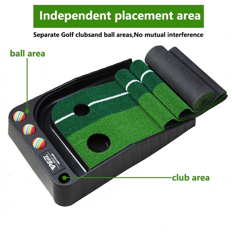 【Local Ship in 24h】Golf Mat Training Putting Mat Golf Trainer Mat Portable Indoor Auto Ball