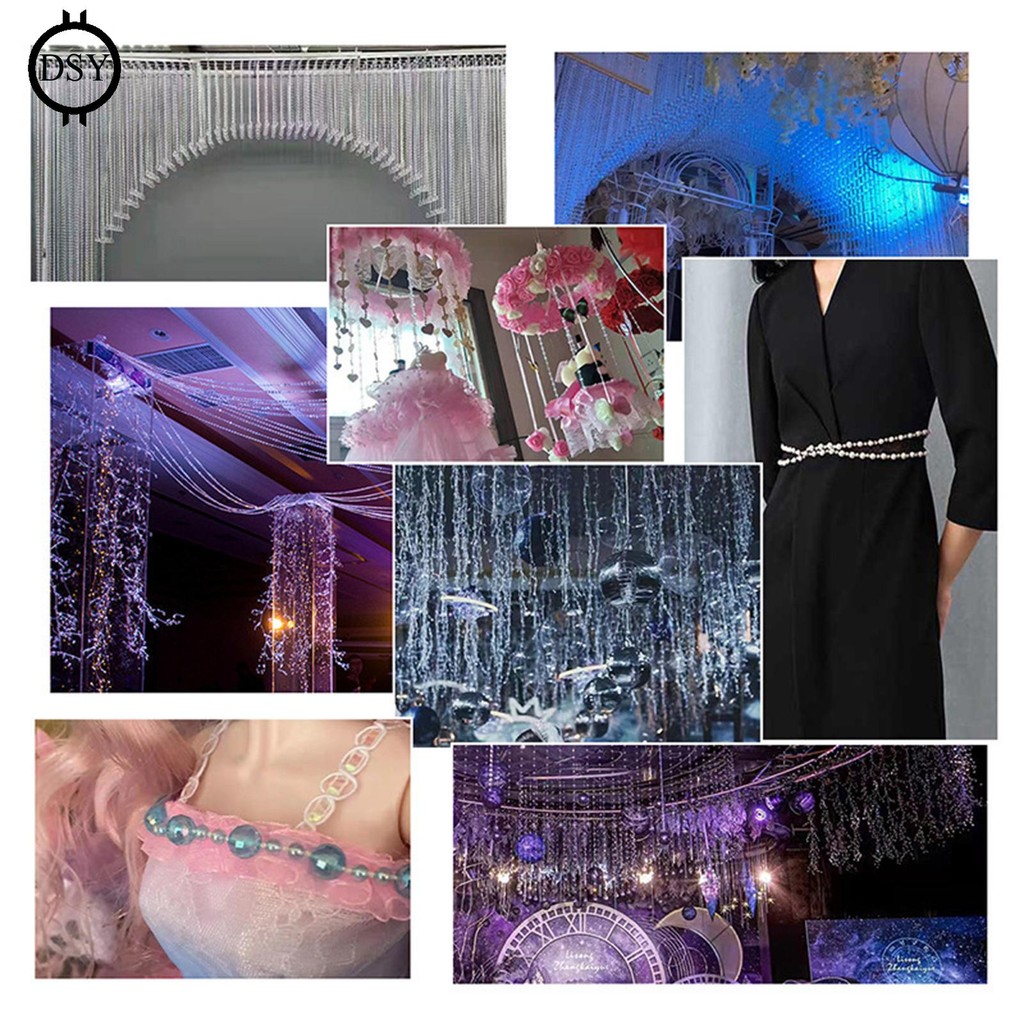 Crystal Beads Acrylic Clear Beads Chain Craft String Sparkling Faux ...