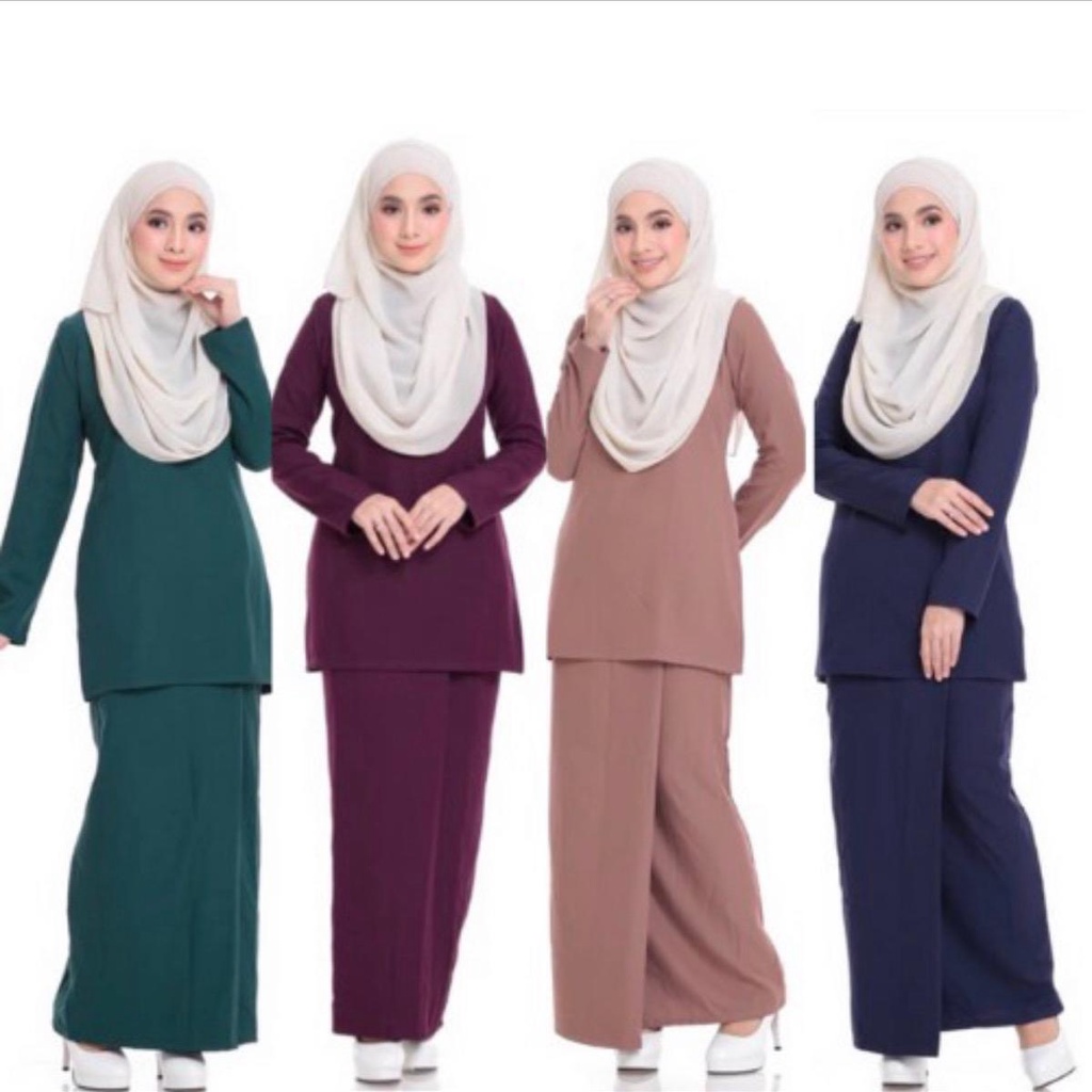 Baju Kurung Labuh Kain Lipat Soft Crepe | Shopee Malaysia