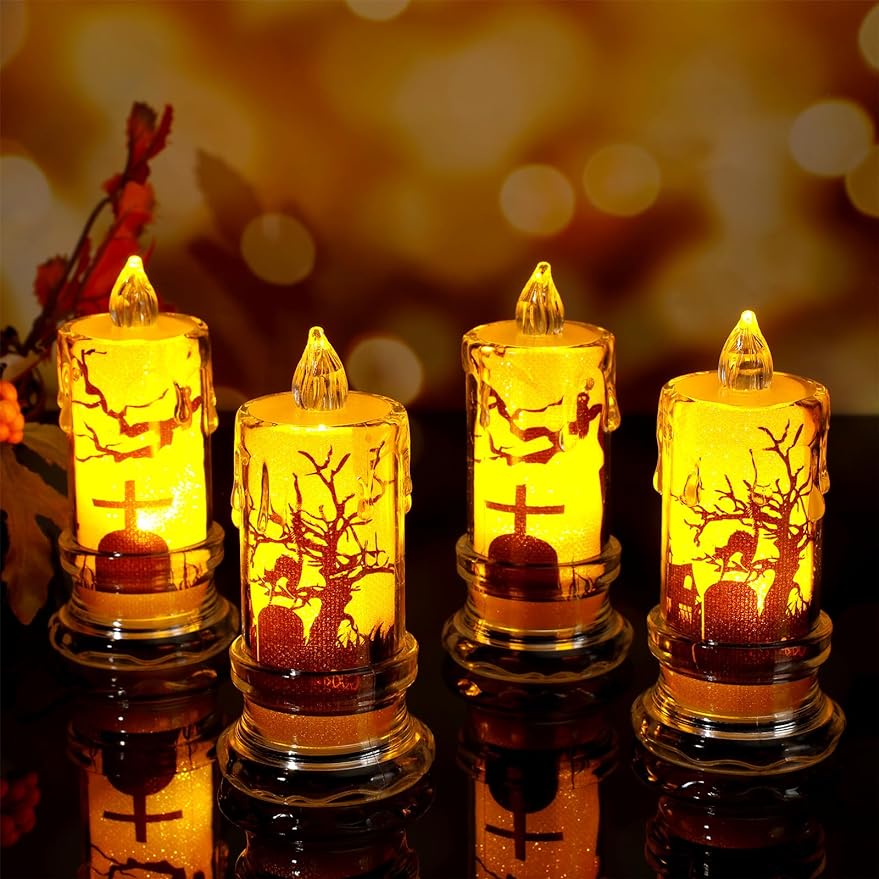 Halloween Flameless Candles LED Battery Operated Pillar Candles 3D