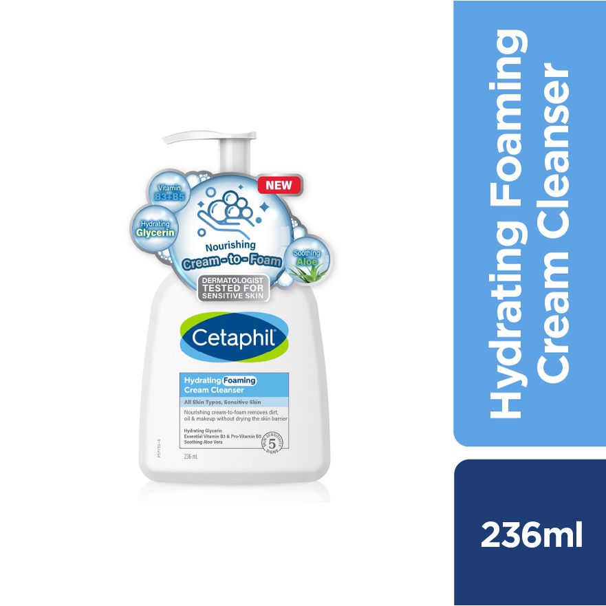 Cetaphil Hydrating Foaming Cream Cleanser (236ml) | Shopee Malaysia