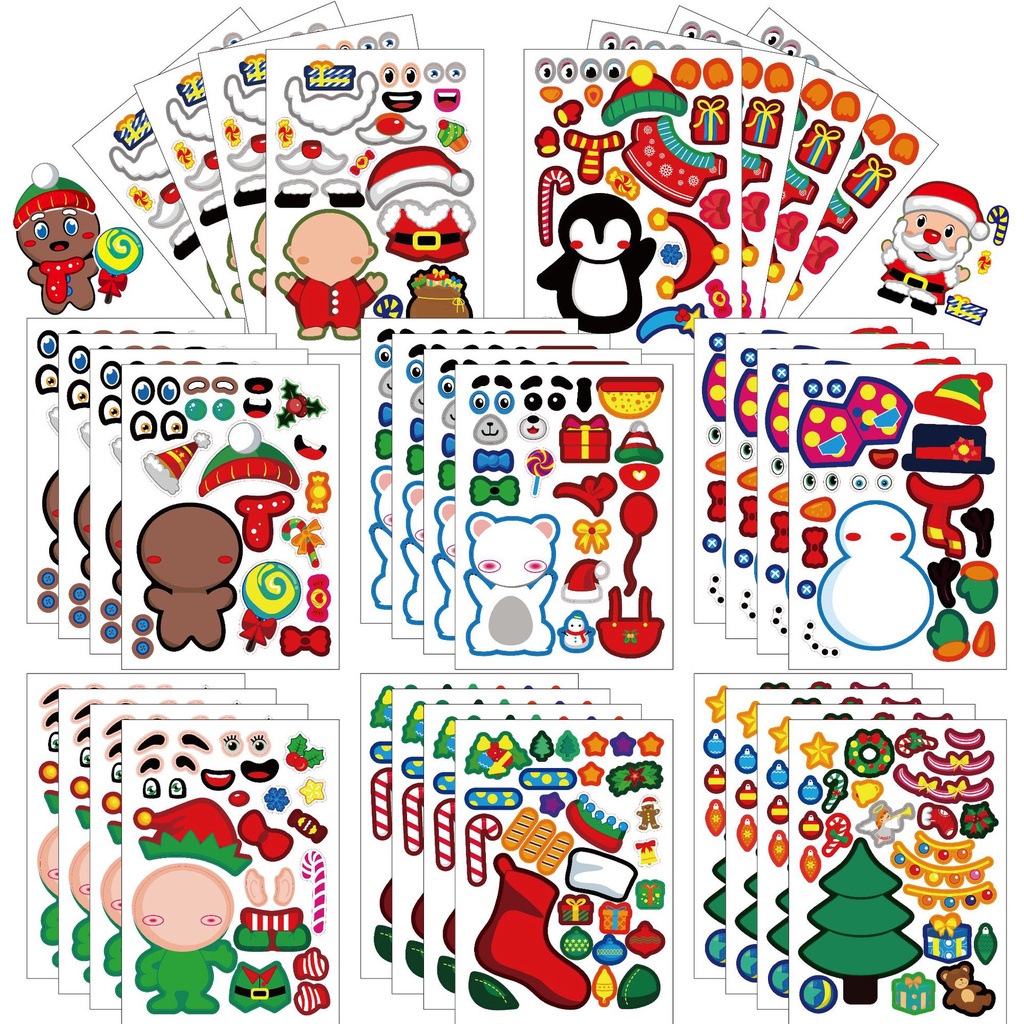 Christmas Face Stickers for Kids and Adults Cute Merry Christmas Party ...