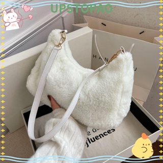 Plush Tote Bag Y2K Women Aesthetic Fuzzy Underarm Bag Furry Warm Winter  Shoulder Bag Trendy Accessories (Black)